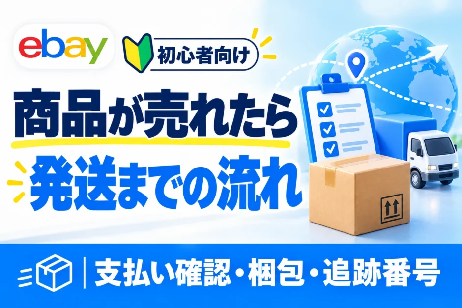 eBayで商品が売れた後の発送手順。支払い確認・梱包・追跡番号を解説