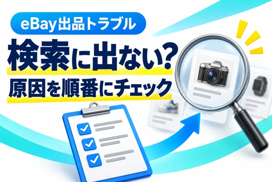 eBayで出品が検索に出ない原因は？販売中・在庫・配送先の確認手順