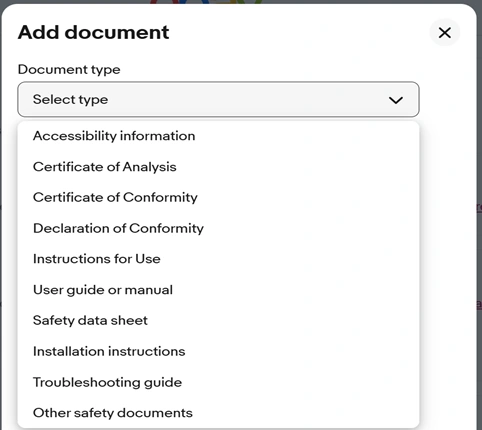 eBay公式画面でDocument typeのUser guide or manualを選ぶ