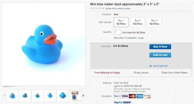 商品ページに数量別の価格が表示されるVolume pricingの例