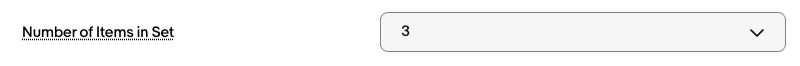 Number of Items in Setに3が入った実画面