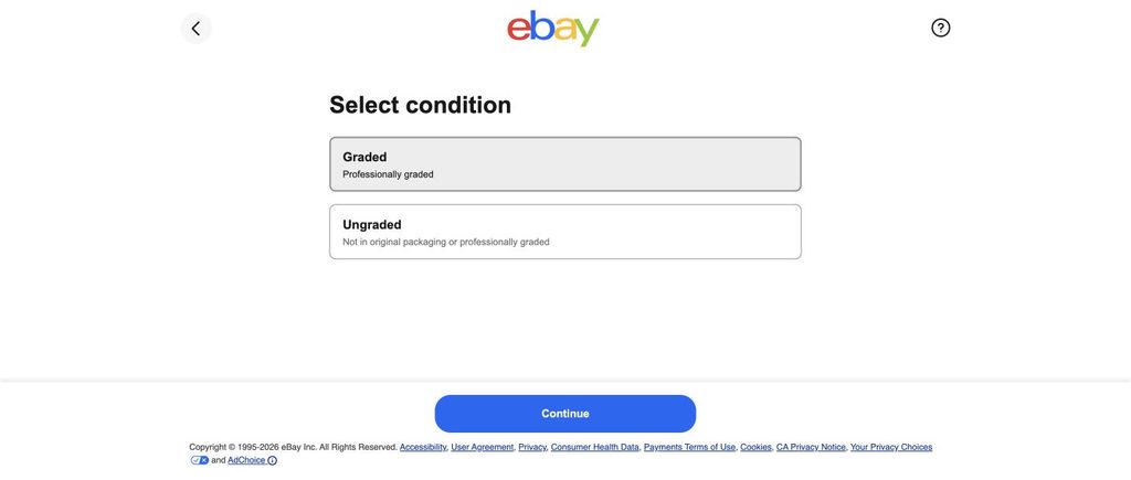 eBayのSelect conditionでGradedを選択した画面